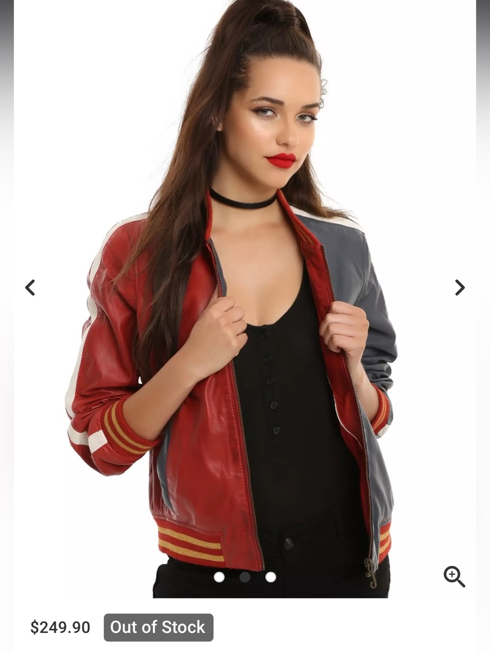 Two-Tone Red and Gray Women's Varsity Jacket